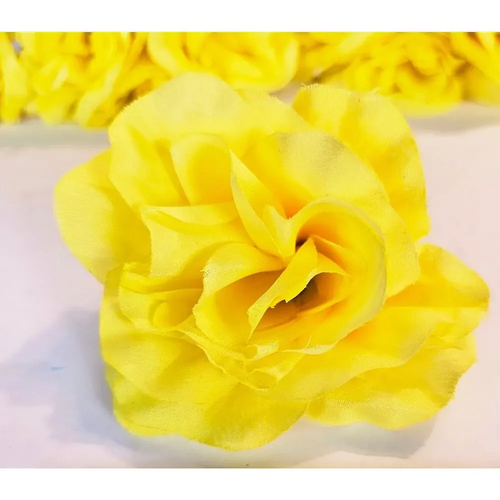 Yellow Artificial Silk Rose Flowers Wired Stems Wedding Craft 4